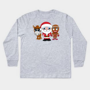 Christmas face mask, cute Santa Clause , Cartoon Gingerbread man, baby DeerChristmas cartoon characters, Cartoon Santa Clause, Kids Long Sleeve T-Shirt